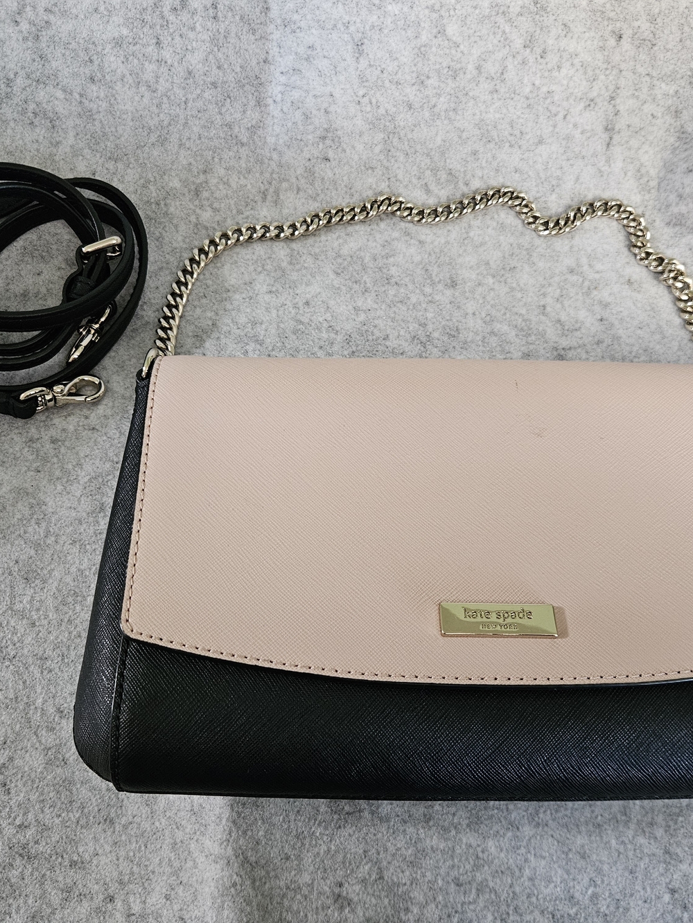 kate spade New York Two-Tone Blush and Black Crossbody Clutch Bag